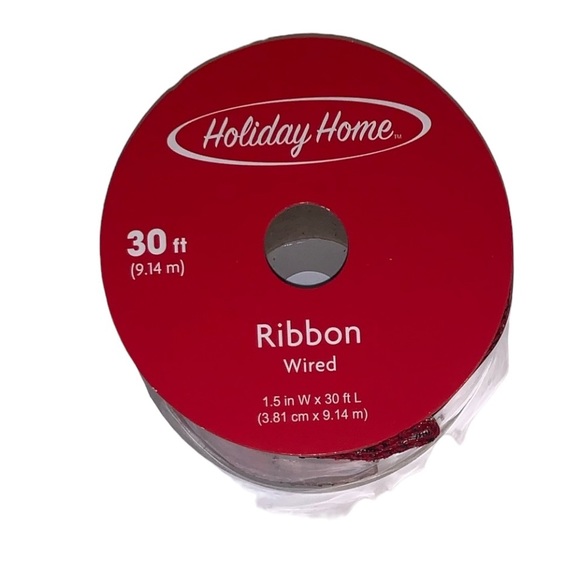 Holiday Home red tartan plaid wired ribbon - Picture 2 of 2